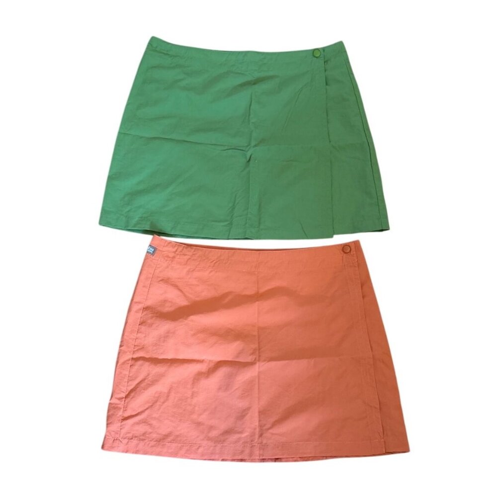 Columbia Wrap Skirt Womens Sz 10 Set of 2 Orange & Green Nylon